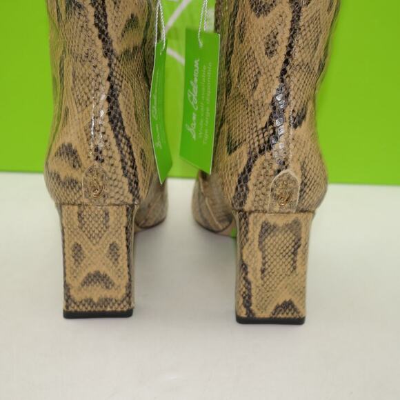 NEW Sam Edelman Women's 6 WIDE CALF Sylvia Tan Python Embossed Leather Boots - Picture 5 of 15